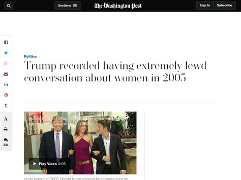 pussygate video|Trump recorded having extremely lewd conversation about .